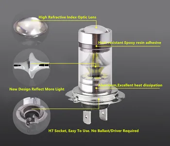 2x 100W LED Lemputė H7 12V~24V 360 Laipsnių Cree Chip Automobilių Rūko Žibintas apšvietimas Pirkimas, automobilių Stovėjimo aikštelė-netinka priekinis žibintas