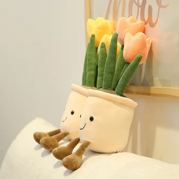 35cm Tikroviška Tulpių Sultingi Augalai Pliušinis Įdaryti Apdailos Žaislas Minkštas Lentynoje Dekoro Lėlės Vazoninių Gėlių Pagalvę Mergaitėms Dovanų
