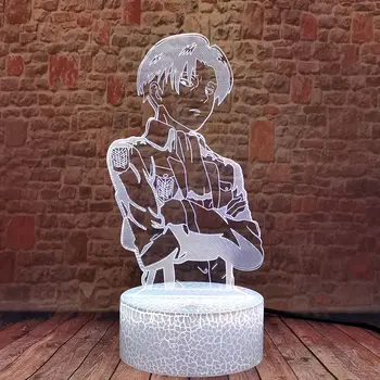 3D Iliuzija LED Stalas naktinė lempa 7 Spalvų šviesų Ataka Titan Kapitonas Levi Akermano Anime veiksmo ir žaislas duomenys vaikas