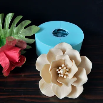 3D Silikono gėlių pelėsių pyragas apdaila Rožių žiedų formos muilo silikono formų torto formos žvakės aromatas, akmens formos