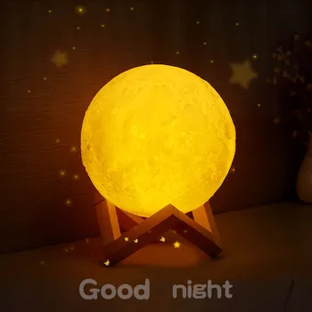 3D Spausdinimo Mėnulio Šviesos Palieskite Jutiklį Nuotolinio Valdymo 16 Spalvų LED Nakties Šviesos Pritemdomi USB Įkrovimo Miegamojo staliukas Lempos
