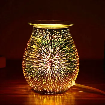 3DGlass Night Kvepalų Lempos Naftos Degiklis Šviesos Žvakės Vaškas Ištirptų, Aromaterapija Viryklė JK/JAV/AU/EU Plug Smilkalai Degiklių Aromatinama