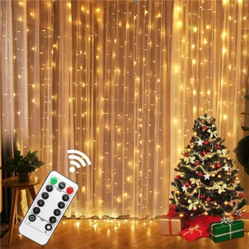 3M USB LED Užuolaidų String Šviesos Blyksnis Pasakų Girliandą Nuotolinio Valdymo Naujųjų Metų Kalėdų Patalpų ir Lauko Namų Dekoro Vestuvių