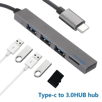 4 in 1 USB 3.1 Tipas-C Hub USB 3.0 Magnio Lydinio centras su TF Skaitytuvo Lizdas 3 Uoste 