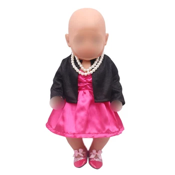 43 cm kūdikių lėlės suknelė naujas gimęs Purpurinė suknelė + juodas kailis žaislai tinka American 18 colių Mergaičių lėlės f320
