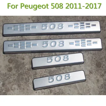 4PCS/NUSTATYTI Peugeot 508 2011-2017 nerūdijančio plieno Nusitrinti Plokštė/Durų Slenksčio Durų Slenksčio pedalo bienvenidos Automobilių dangčiai,Automobilio Stiliaus