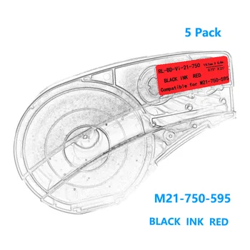 5 Pak Bmp21 M21-750-595 Etiketės Juosta Juoda geltona Balta Raudona vinilo plėvelė Suderinama BMP 21 Plius ID PAL LABPAL Etiketės