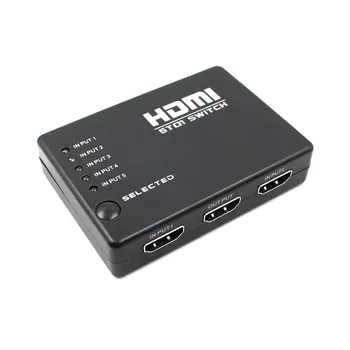 5 Port HDMI Splitter Selektoriaus Jungiklis Su Nuotolinio Valdymo CENTRU IR 1080P Switcher HDTV PS3 -Drop