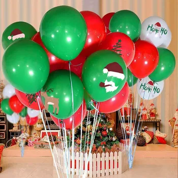50 Kalėdų balionai, raudona, žalia ir balta lateksiniai balionai tinka Kalėdų šalys, mokyklos klasėje apdaila