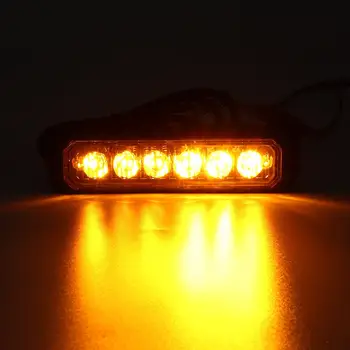 6 LED Įspėjamieji Indikatoriai Šviesos Juosta Šoninis Gabaritinis Žibintas Strobe geltona Lemputė 18 Režimais, atsparus Vandeniui, Automobilių Galinis Bamperis Mirksi Lemputė 12V 24V