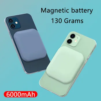 6000mAh Magnetinio Wireless Power Bank Įkrovimo lobis Bateriją, Skirta iphone Magsafe 12Pro Max mini Greitas Įkroviklis Samsung 