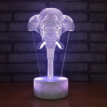 7 spalvų keitimas 3D Ilusion Dramblys Formos Naktį Žibintai LED Stalas Stalo Lempa Namų Apdailos lempos Vaikai Miega Apšvietimas