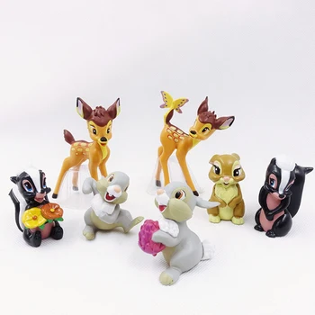 7pcs/set Disney Anime Pav Bambi Thumper Faline Animacinių filmų Mielas Modelis 5-7cm Pyragas Apdaila Collecitble Lėlės Dovana Vaikams