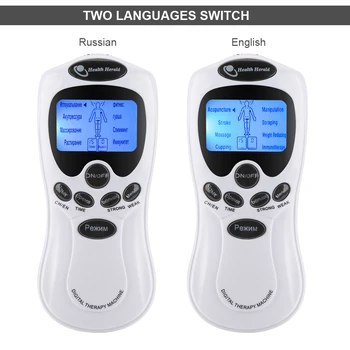 8 Režimai DEŠIMTIS Elektros Terapijos Massager Backlight LCD Ekranas Raumenų Stimuliacija Valymo Įrenginys Dual Channel Skausmo