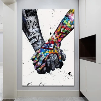 Abstrakti Graffiti Tapyba Meilužio Rankas, Drobė, Tapyba, Plakatų Ir grafikos Sienos Meno Kambarį Namų Dekoro (be Rėmelio)