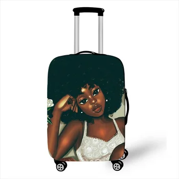 Afrikos mergina bagažo dangtis Afro moterų bagažo padengia Kelionės Reikmenys, elastinga vežimėlio atveju lagaminą padengti 18-32 colių