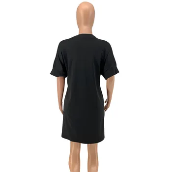 Afrikos ponios atsitiktinis laisvi marškinėliai suknelė apvalios kaklo juoda charater spausdinti 2020 m. vasarą moterys trumpą mini plius dydis suknelės 2020 m.