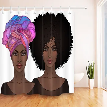 Afro Plaukų Afrikos Amerikos Moterų, Dušo Užuolaidos Tradicija Juoda Moterų Vandeniui Vonios Užuolaidų Poliesterio Audinio Užuolaidos