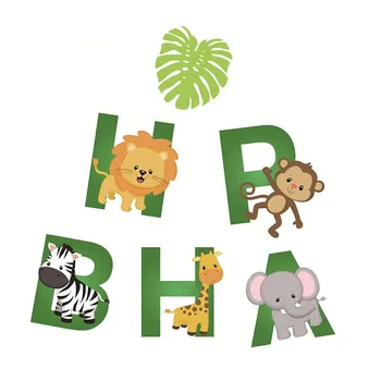 Animacinių filmų Džiunglių Gyvūnų gimtadieniu reklama Miško Safari Zoologijos sode Girliandą starta Kūdikio dušas šalis dekoras vaikų gimtadienio Prekes