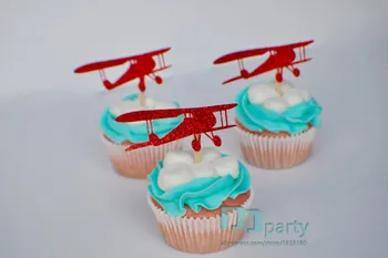 Animacinių filmų lėktuvas sraigtasparnis Cupcake Rėžtuvės, Lėktuvas, derliaus, raudona, mėlyna, papročiai, oro plokštumoje, vaikų gimtadienio prekes