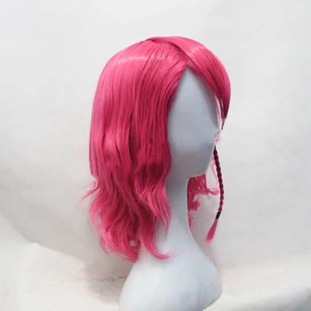Anime Danganronpa V3 Perukai Kazuichi Souda Cosplay Perukas hairwear Stiliaus Trumpas Šokiruojantis Rožinis Perukas + Perukas Bžūp