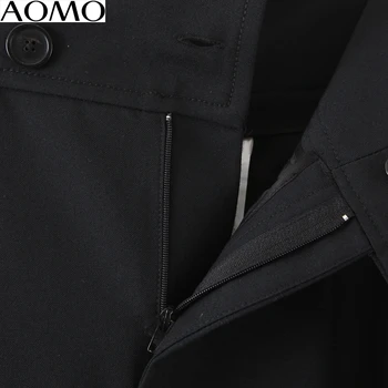 AOMO fahsion moterų mados pagrindinio juodas kostiumas kelnės su užtrauktuku moterų office lady darbo kelnės pantalones mujer QB131A