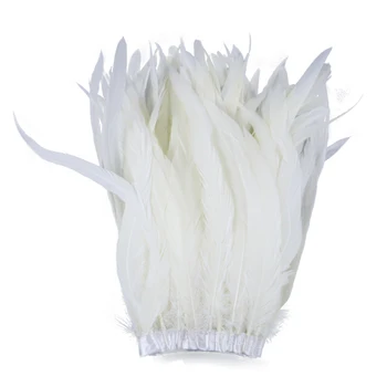 Aukštos kokybės Balti Gaidžio Uodegos Plunksnos Apdaila, Plotis-30-35cm/12-14 cm Vestuvės Dress Dekoratyvinis plunksnos Amatų