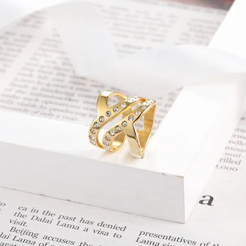 BAOLAISI Aukso Spalvos Dramblys Krištolo Žiedas Moterų Žiedai Moterims 316L Nerūdijančio Plieno Osioms Šalies Žiedai Valentino dovana