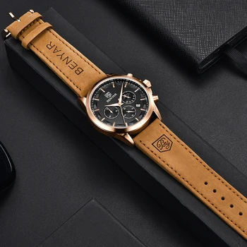 BENYAR Mados Prekės ženklo Chronograph Mens Watch Stilingas Sporto Kvarcinis Laikrodis, Prabangių Verslo Vandeniui Žiūrėti 2020 Relogio Masculino