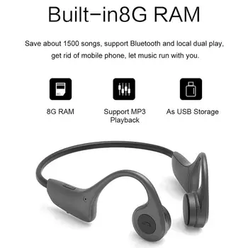 Bluetooth 5.0 Ausinės Kaulais 8GB ROM Nešiojamų IP55 Vandeniui Patogus, Lengvas Sportas Belaidės Ausinės su Mic