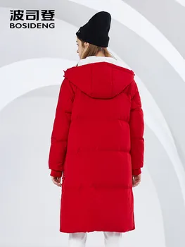 BOSIDENG žiemos ilgos žemyn paltai moterims tirštėti žemyn striukė su gobtuvu vandeniui aukštos kokybės švarkelis B80142516DS