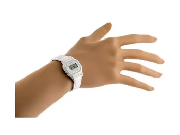 Casio-moterų odos dirželis skaitmeninis laikrodis, Baltas