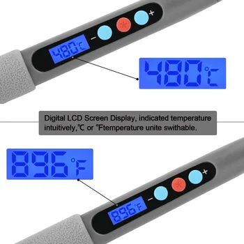 Chanseon ES Pulg LCD Ekranas, Elektros lituoklio 60W 220V/110V Reguliuojama Temperatūra lituoklio Galiuko Suvirinimo Įrankiai,