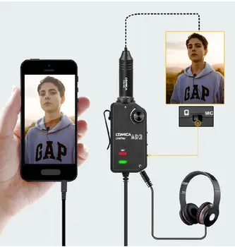Comica AD2 XLR/ 6.35 mm Mikrofono Preamp su XLR/Gitara Sąsajos Adapteris skirtas iPhone, iPad, Mac/PC 