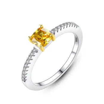 Crystal Moterų Natūralus Geltonasis Safyras Žiedas Nekilnojamojo 925 Sterlingas Sidabro Vestuviniai Žiedai Moterims, Žada Mažų Vestuvinis Žiedas