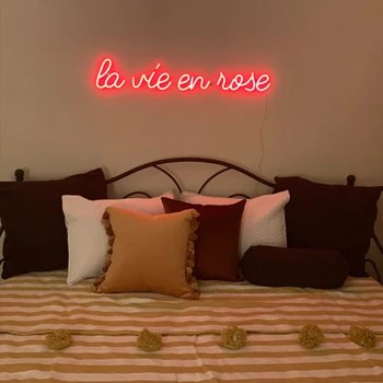 Custom la vie en rose Neoninis Ženklas, Logotipas Vandeniui Led Vaizdo Juostoje, Sienos šviesti, Pasirašyti Neon Dekoro Neonlamp už Kambarį