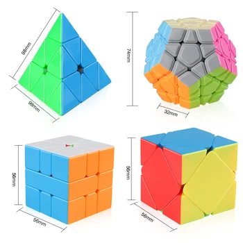 D-FantiX Moyu Mofangjiaoshi Magic Cube Nustatyti Piramidės Nerijos Aikštėje 1 Dodecahedron Greitis Kubeliai Dėlionės, Žaislų, Profesinės 4pcs Vaikams