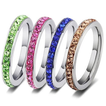 Didmeninė 36pcs vienas ratas kalnų krištolas moterų žiedai nustatyti Išskirtinį mišrios spalvos, nerūdijančio plieno, poliruoto unisex juvelyrikos šalis