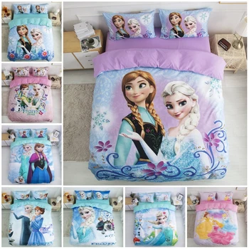 Disney Patalynės Komplektas Purpurinis Užšaldyti Elsa Anna Princesė Rapunzel Bella Antklode Padengti Rinkinius, skirtus Kūdikių, Vaikų Mergaičių Lova Gimtadienio Dovanos