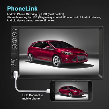 Double 2 DIN 7 colių Automobilio Radijo Touch Ekranas, Ultra Slim Multimedia Vaizdo Grotuvas, 