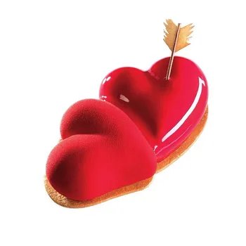 Dvigubo Širdies Mousse Cake Silikono Formos 