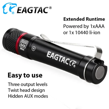 EAGTAC D25AAA XPG2 155 Nichia Šviesos srauto 219C 395nm UV LED Žibintuvėlis Mini Keychain Magnetas Fakelas AAA Baterijos Kalėdų Dovana