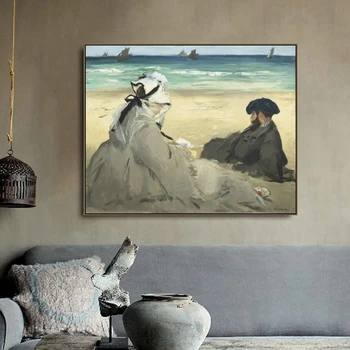 Edouard Manet Paveikslą 《Paplūdimyje》Aliejaus Tapybai Sienos Menas Drobė Plakatus Spausdina Kambario Apdaila, Sienos Nuotraukas Namų Dekoro Cuadro