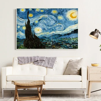 Elegantiškas Poezijos Žvaigždėtą Naktį, Vincent Van Gogh Garsaus Menininko Menas Spausdinti Plakato Sienos Nuotrauka Drobė, Aliejus, Tapyba Namų Sienų Dekoras