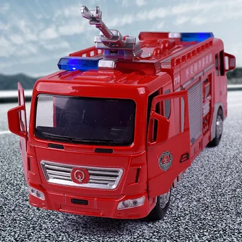 Elektros Lieto Lydinio Automobilių Modeliai Metalo Inžinerijos ir Transporto priemonės, Žaislai Vaikams, 2 vadovai Priešgaisrinės Gelbėjimo Sunkvežimis Didelio Gaisro Variklio mkd3