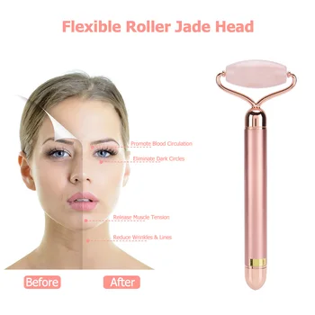 Elektros Vibracija Jade Roller Massager Natūralus Rožių Kvarco Lieknėjimo Veido Kėlimo Odos Sugriežtinimas Anti-Senėjimo odos Masažas Įrankiai