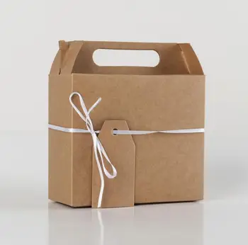 Europos Kraft Popieriaus Dovanų Dėžutė Vestuvių Karamelinis Pyragas Pakavimo Dėžutė Nešiojamų Atveju Didelis Dydis 14.5x6.5x16cm su Kortele ir Juostelės