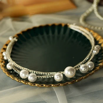 Europos Perlai Brides Kristalų Rožančiai Vainikai, Vestuvinės Headpieces Vakare Plaukų Papuošalai Šalies Vadovas Dėvėti