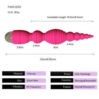FAAK Analinis Granulės Vibratorius Ratas Briaunoti USB Įkrauti Vandeniui Galingas Vibruojantis Dildo Clit Makšties Masturbuotis, Moterų, Vyrų Sekso Žaislas