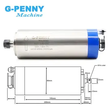 G-Penny 220v 1,5 kw ER16 CNC Vandens Ašinis Variklis, Aušinamas 80x220mm 4 Guoliai Medienos apdirbimo Staklių & 80mm Veleno Tvirtinimo Laikiklis